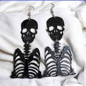 Exaggerated Black Skeleton Earrings